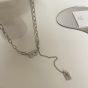 Vintage Letter B Irregular Double Chain Y Shape 925 Sterling Silver Necklace