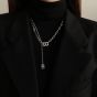 Vintage Letter B Irregular Double Chain Y Shape 925 Sterling Silver Necklace