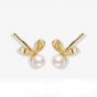 Casual Bow-knot Shell Pearls 999 Sterling Silver Stud Earrings