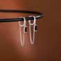 New Black Geometr Rectangle CZ Chain Tassels 925 Sterling Silver Dangling Earrings
