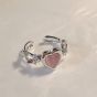 Anniversary Pink Cat's Eye Heart Thorns 925 Sterling Silver Adjustable Ring
