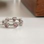 Women Pink CZ Heart in Heart 925 Sterling Silver Adjustable Ring