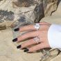 Modern Irregular White Crystal Wide 925 Sterling Silver Adjustable Ring