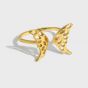 Lady Hollow Flying Butterfly 925 Sterling Silver Adjustable Ring