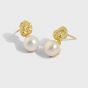 Elegant Round Shell Pearls Irregular 925 Sterling Silver Stud Earrings