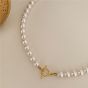 Women Round Shell Pearls OT 925 Sterling Silver Necklace