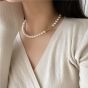 Collier en argent sterling OT 925 avec perles naturelles rondes pour femmes
