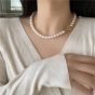 Collier en argent sterling OT 925 avec perles naturelles rondes pour femmes