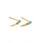 Fashion Punk Geometry Baguette CZ  Turquoise Rivet 925 Sterling Silver Stud Earrings