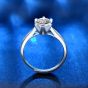 Simple Six Claw Round Moissanite CZ 925 Sterling Silver Adjustable Ring