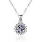 Beautiful Sunflower Moissanite CZ 925 Sterling Silver Necklace