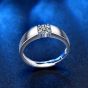 Men's Simple Round Moissanite CZ 925 Sterling Silver Adjustable Ring