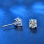 Simple Four Claw Moissanite CZ 925 Sterling Silver Stud Earrings