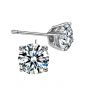 Simple Four Claw Moissanite CZ 925 Sterling Silver Stud Earrings