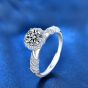 Beautiful Flower Moissanite CZ 925 Sterling Silver Adjustable Ring