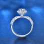 Beautiful Flower Moissanite CZ 925 Sterling Silver Adjustable Ring