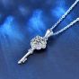 Holiday Flower Key Moissanite CZ 925 Sterling Silver Necklace