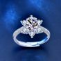 Holiday Moissanite CZ Snowflake 925 Sterling Silver Adjustable Ring