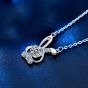 Cute Moissanite CZ Bunny Ear Rabbit 925 Sterling Silver Necklace
