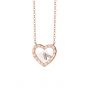 Honey Moon CZ Heart Clock 925 Sterling Silver Necklace