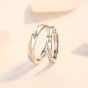Hot Golden CZ Star Meteor 925 Sterling Silver Adjustable Promise Couple Ring