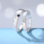 Anniversary Simple White Black CZ 925 Sterling Silver Adjustable Couple Ring