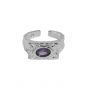 Elegant Purple Oval CZ Eye 925 Sterling Silver Adjustable Ring
