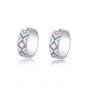 Fashion Colorful CZ Geometry Lines Cross 925 Sterling Silver Huggie Hoop Earrings
