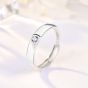 Minimalist Double Heart To One CZ 925 Sterling Silver Adjustable Promise Ring