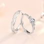 Gift CZ Hollow Love Twisted 925 Sterling Silver Adjustable Promise Ring