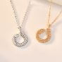 New CZ Wheat Ear Circle 925 Sterling Silver Necklace