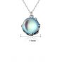 Simple Round Natural Moonstone Plum Blossom Flower 925 Sterling Silver Necklace