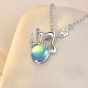 Cute Natural Moonstone CZ Flying Butterfly 925 Sterling Silver Necklace