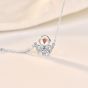 Gift Natural Moonstone CZ Astronaut 925 Sterling Silver Necklace