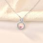 Women Round Natural Moonstone Universe CZ 925 Sterling Silver Necklace