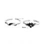 New Black Bamboo CZ Flower 925 Sterling Silver Adjustable Promise Ring