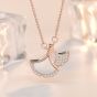 Sweet Mother of Shell CZ Ginkgo Leaf 925 Sterling Silver Necklace