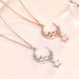 Cute CZ Crescent Moon Mouse 925 Sterling Silver Necklace