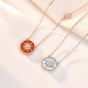 Fashion Red Natural Agate CZ Compass 925 Sterling Silver Necklace