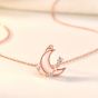 Women Shell Crescent Moon CZ 925 Sterling Silver Necklace