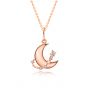 Women Shell Crescent Moon CZ 925 Sterling Silver Necklace