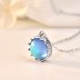 Beautiful Round Natural Moonstone Sea 925 Sterling Silver Necklace