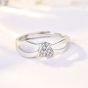 Fashion Double Layer Cross CZ Knot 925 Sterling Silver Adjustable Ring
