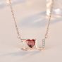 Wedding Red CZ I Love You Letters 925 Sterling Silver Necklace