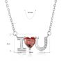 Wedding Red CZ I Love You Letters 925 Sterling Silver Necklace