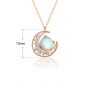 Lady Natural Moonstone Crescent Moon CZ 925 Sterling Silver Necklace