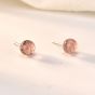 Cute Mini Pink Round Created Strawberry Quartz 925 Sterling Silver Stud Earrings