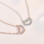 Office Irregular Broken CZ Heart 925 Sterling Silver Necklace