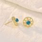 Classic Natural Turquoise Dream Net 925 Sterling Silver Stud Earrings