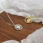 Lady Double Circle Round Tag Irregular 925 Sterling Silver Necklace